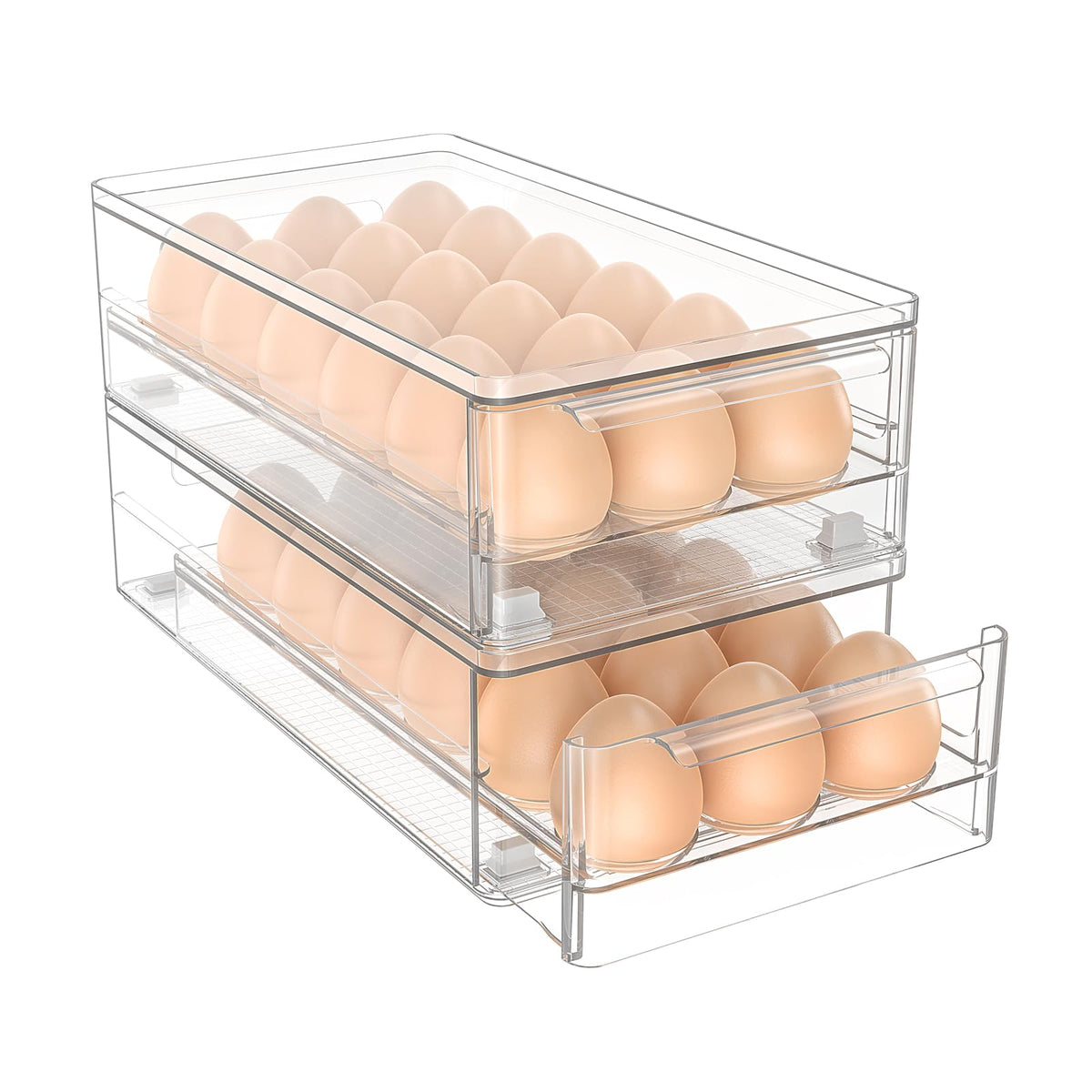 Tayuoo caja de huevos 18, vista frontal clara para gestión de existencias en refrigerador