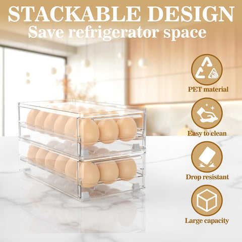 Tayuoo caja de huevos apilable en refrigerador para organizar
