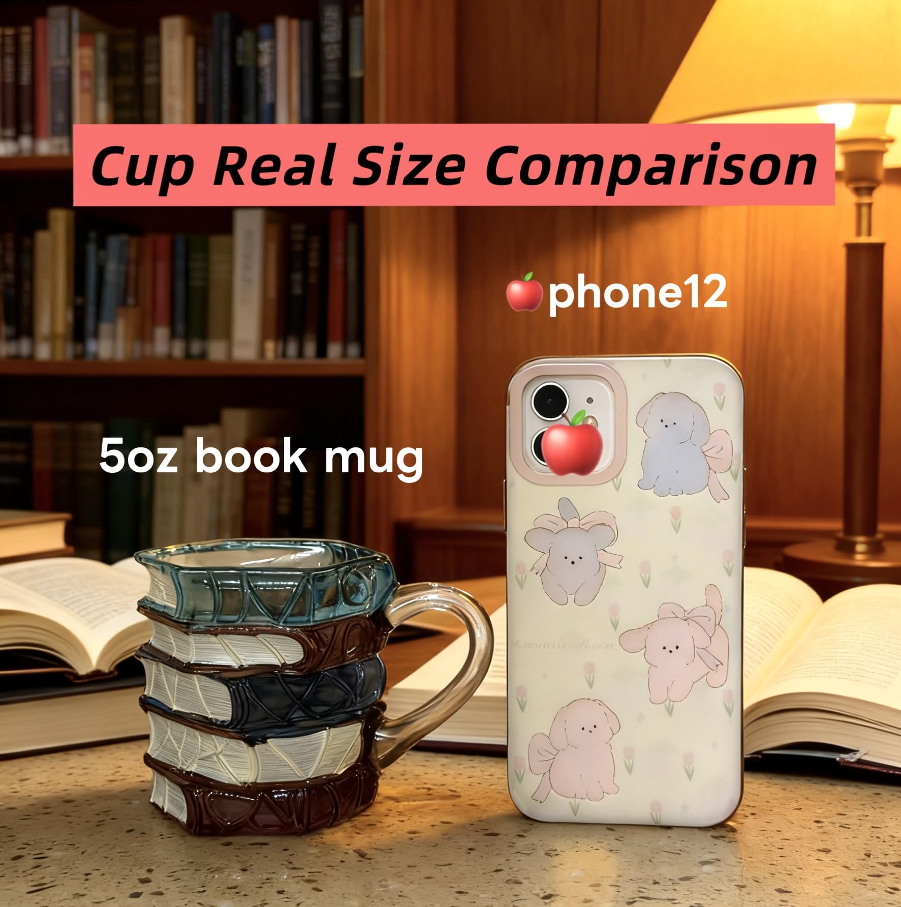 Taza libro 3D pintada como regalo para lectores, diseño único