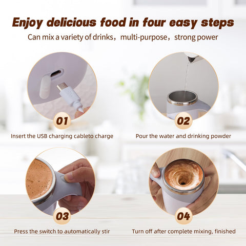 Taza mezcladora automática ideal para oficina y café diario.
