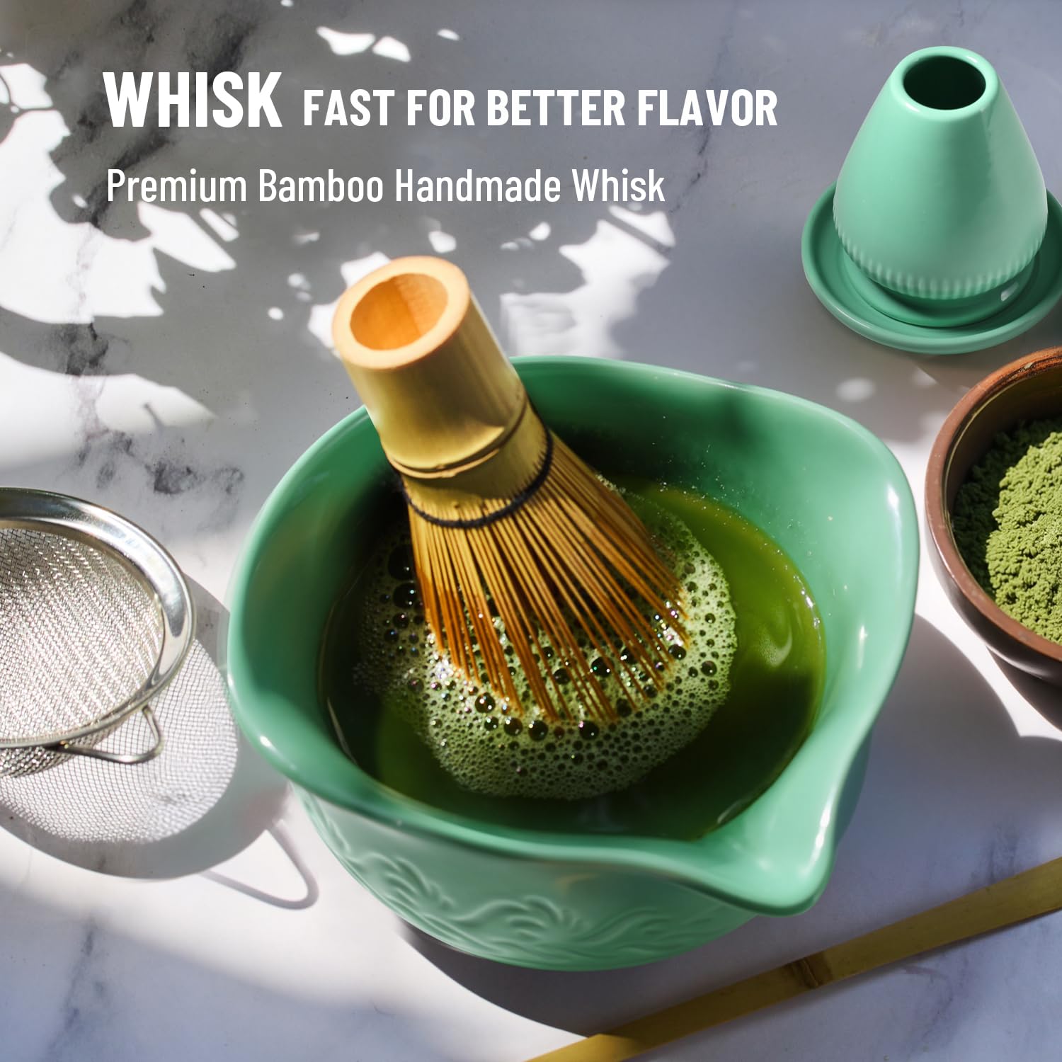 COOIRE tazón cerámico de 18 onzas para matcha suave y espuma estable.