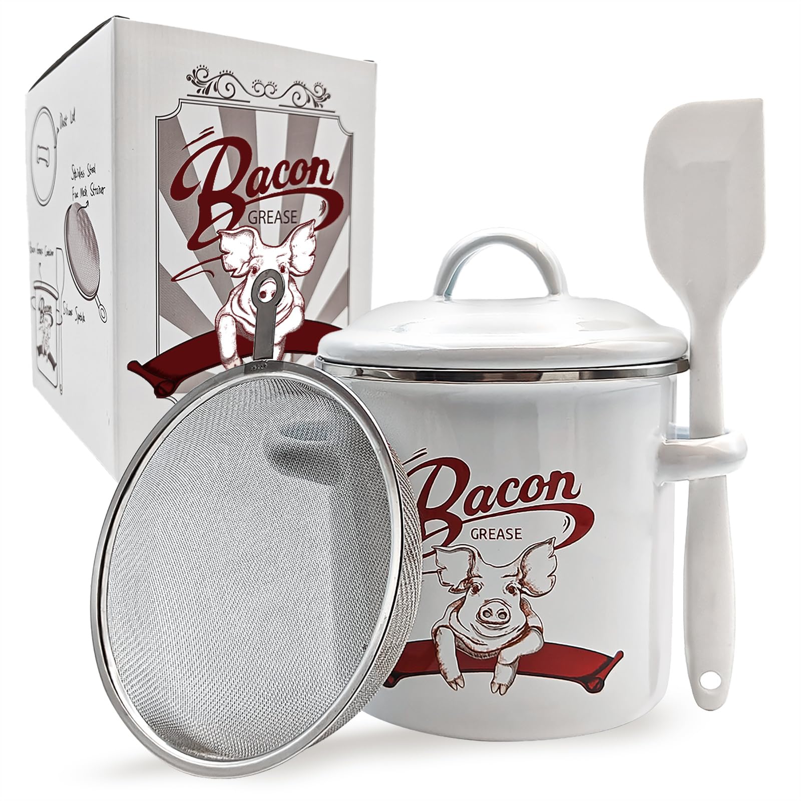 TAZOO ahorrador de grasa de tocino con escurridor para cocinar, diseño práctico