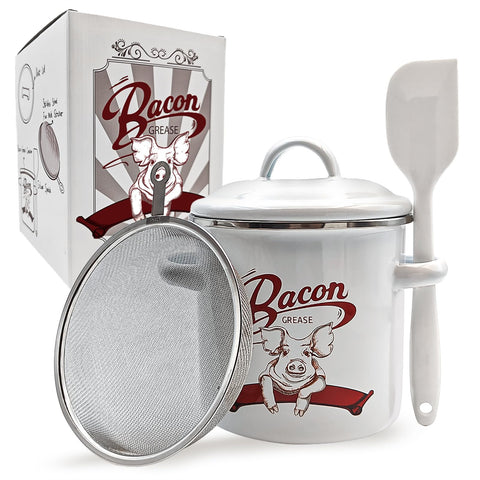 TAZOO ahorrador de grasa de tocino con escurridor para cocinar, diseño práctico