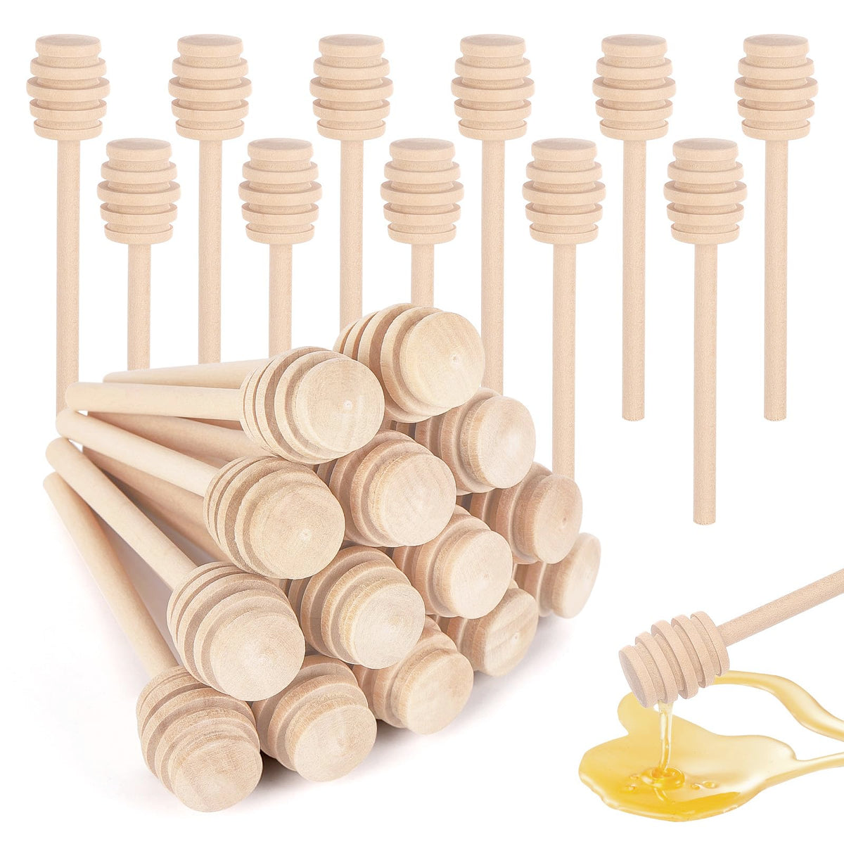 Tbestmax palitos dipper miel 3 pulgadas, envueltos para higiene.