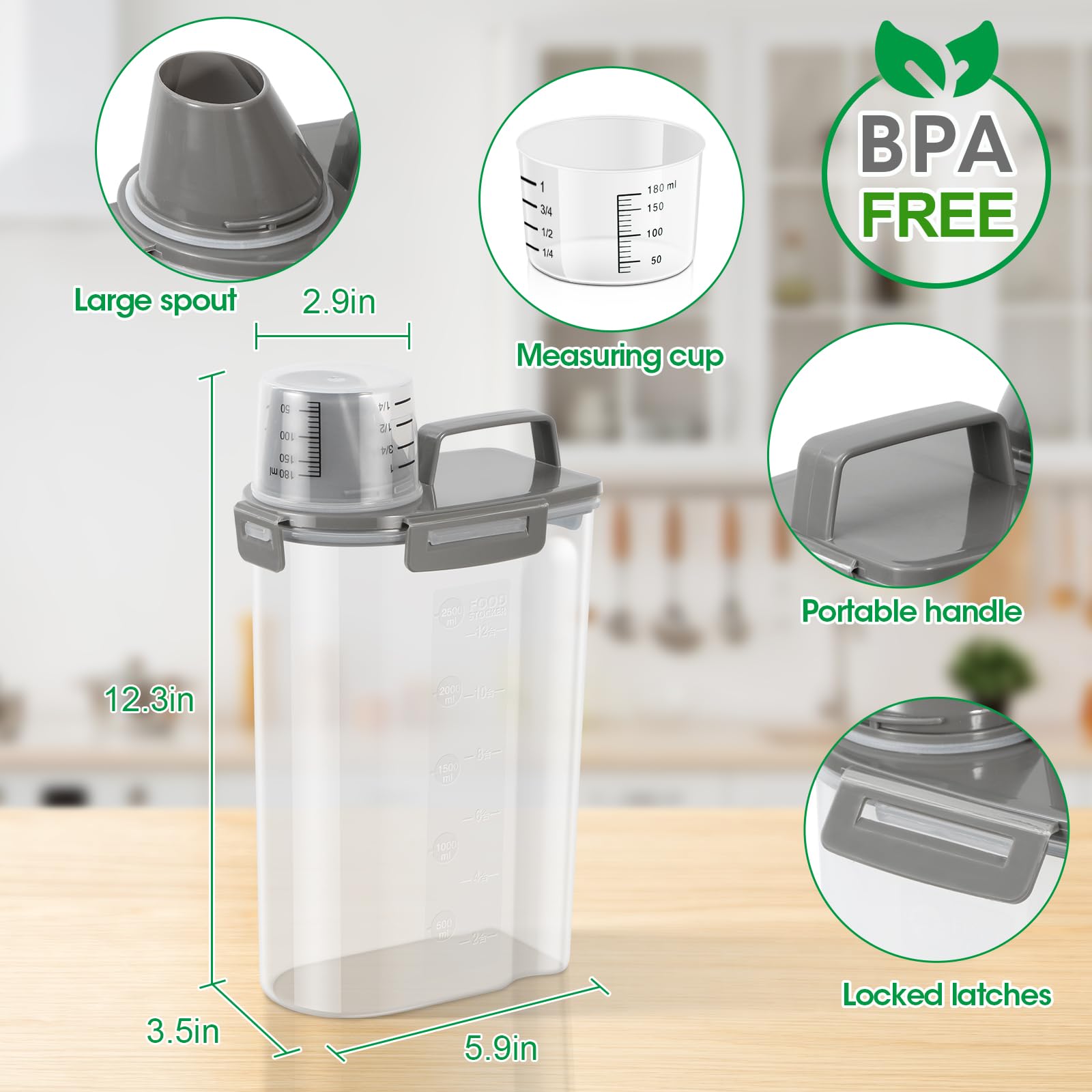TBMax contenedor cereal transparente facilita ver el contenido y planificar reposiciones