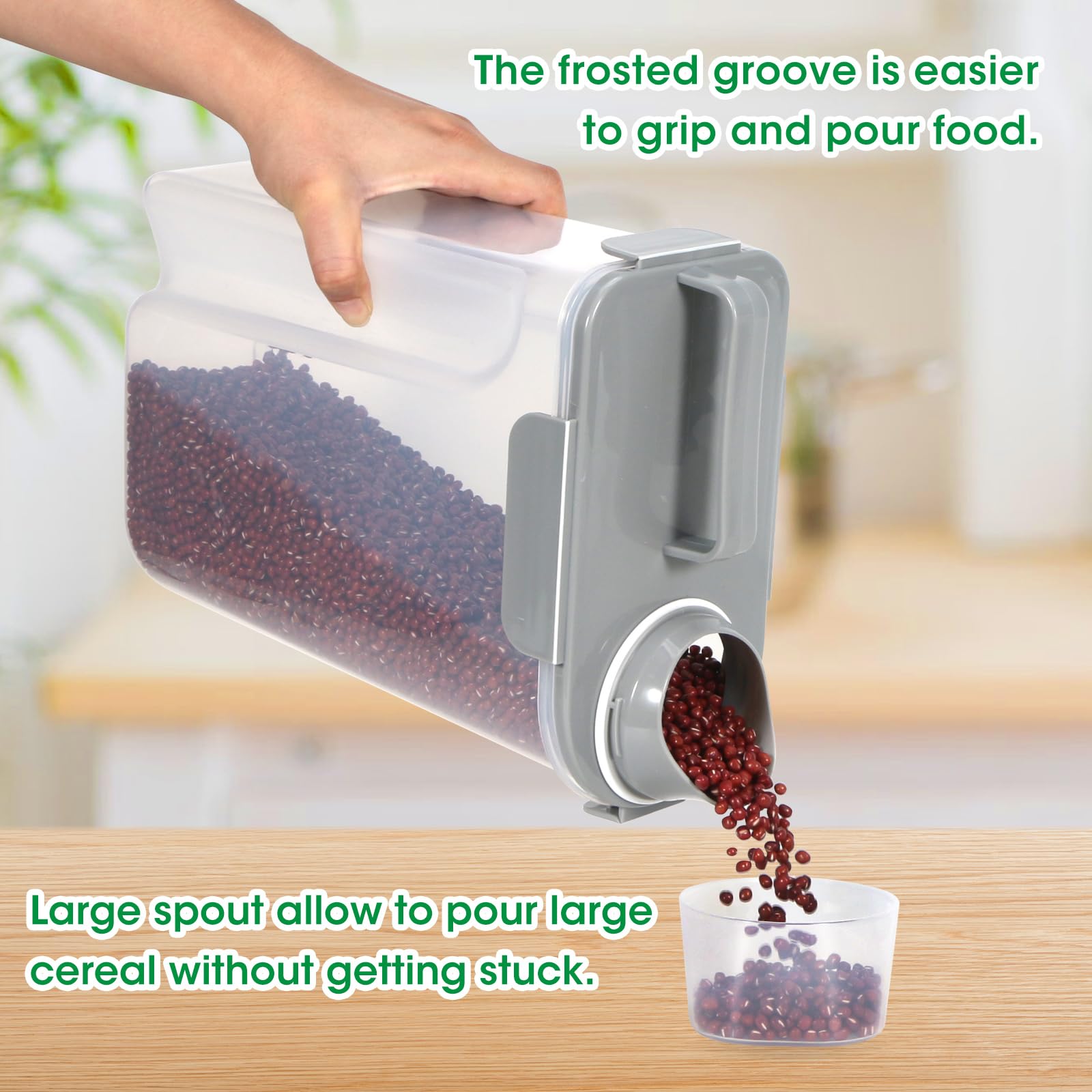 TBMax contenedor cereal con vertedor facilita verter sin derramar.