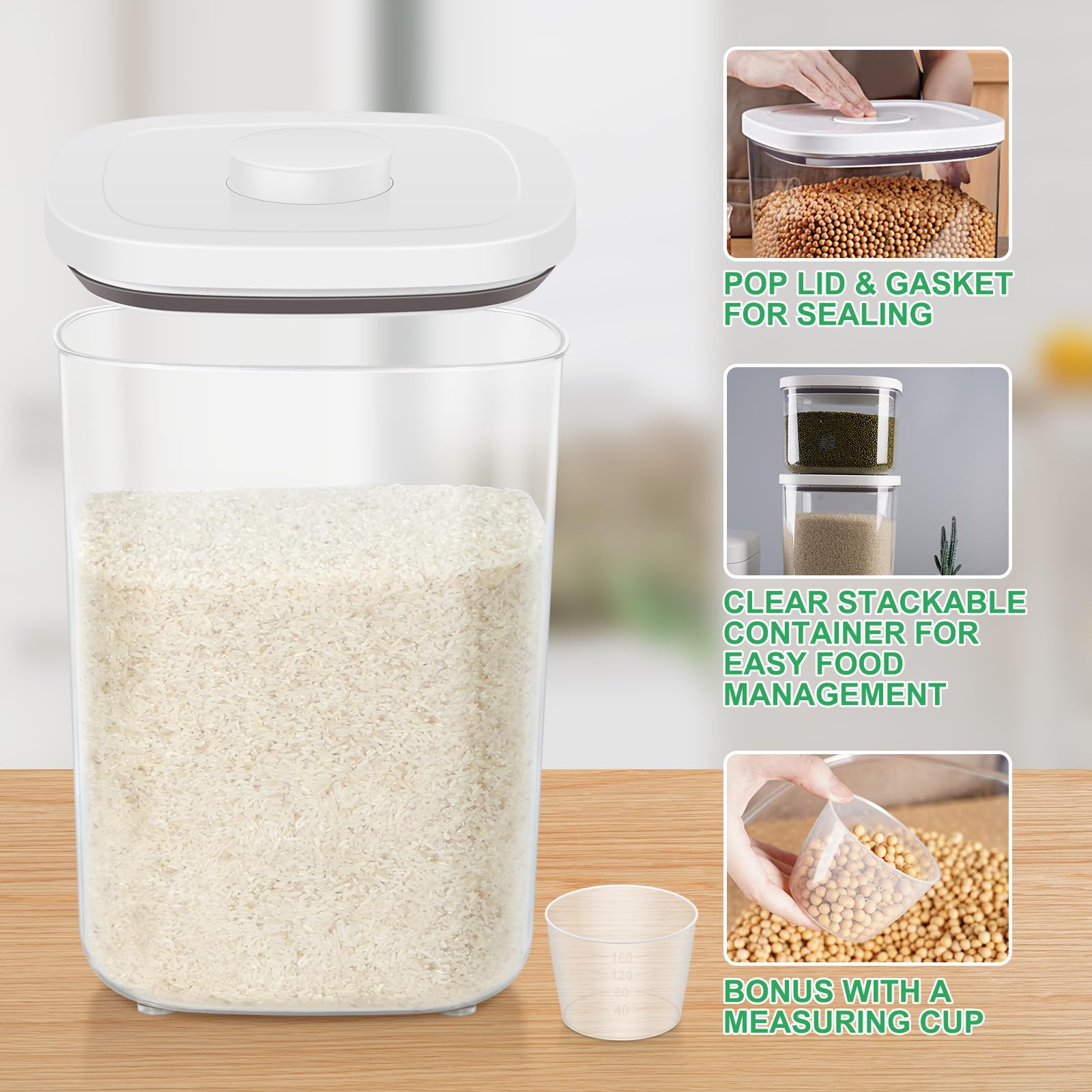 TBMax contenedor para harina de 10.56 qt con tapa hermética y diseño práctico para medir.