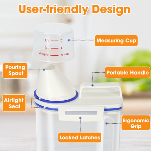 TBMax taza medidora integrada para medir porciones con precisión.