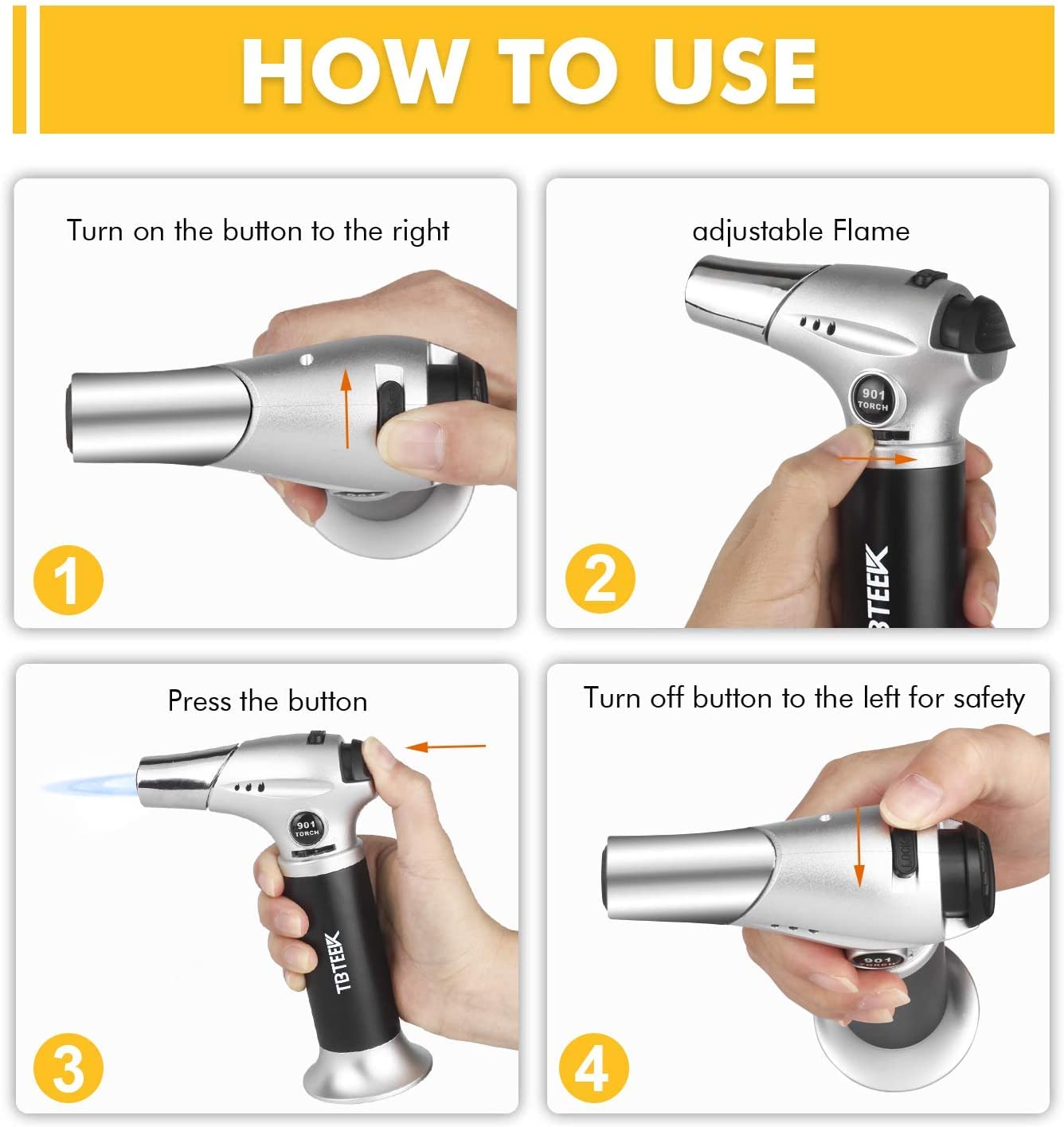 TBTeek soplete recargable y portátil para uso flexible fuera de casa.