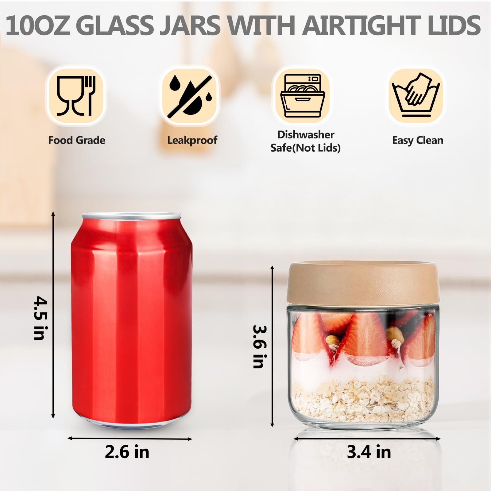 TBWIND jarras 10 onzas para yogur y snacks, sellado hermético para conservar frescura.
