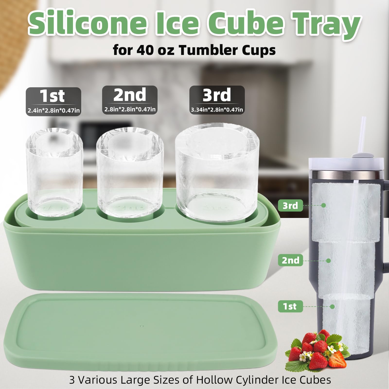 Tcamp molde hielo con tapa, protege el hielo y mantiene limpio.