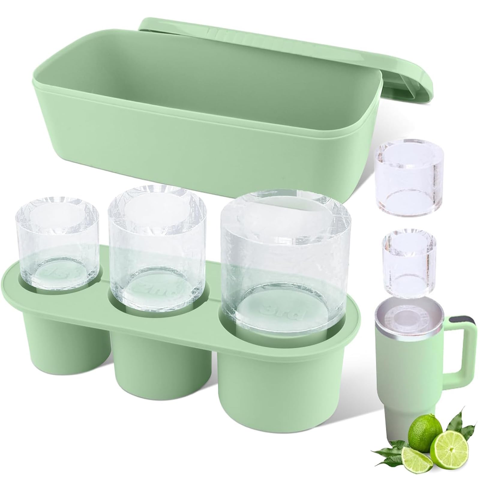 Tcamp moldeo hielo para Stanley 30-40oz, vista frontal para enfriar bebidas grandes.