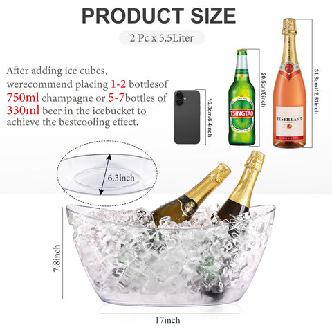 Cubeta acrílica transparente de tchrules para ver el contenido y el hielo.