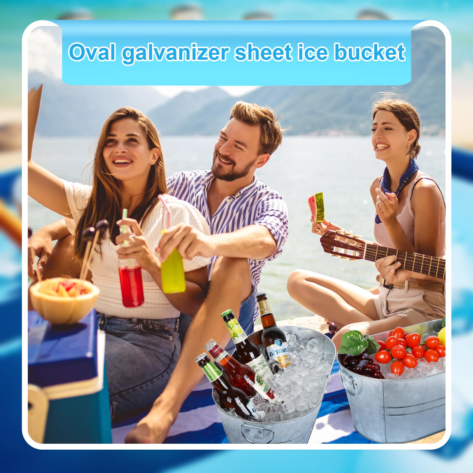 tchrules cubo bebidas metálico, perfecto para fiestas al aire libre.