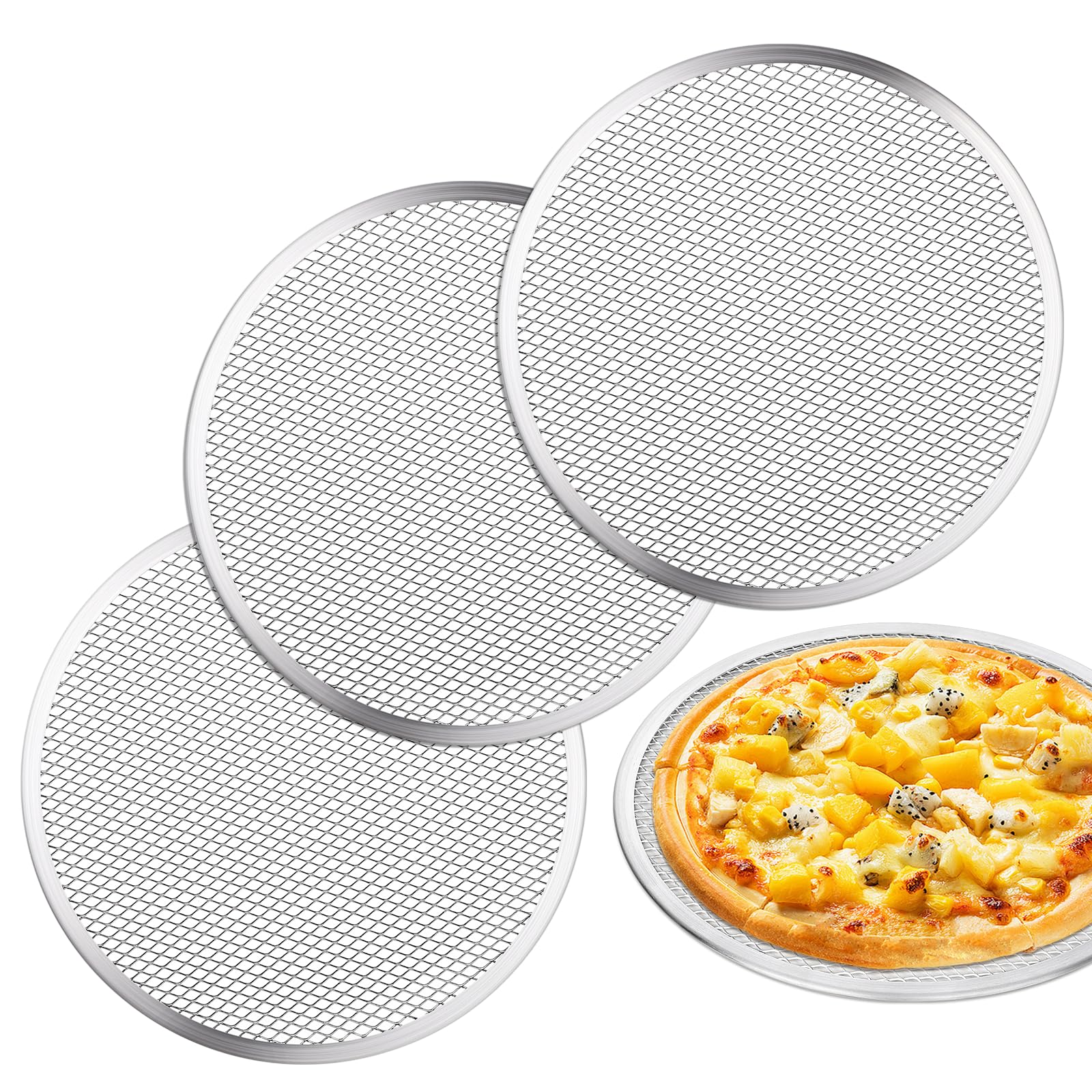 Pantalla para pizza tchrules de 12 pulgadas, base crujiente gracias a las perforaciones