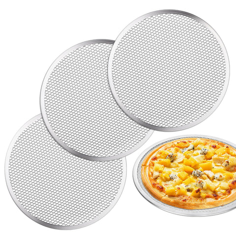 Pantalla para pizza tchrules de 12 pulgadas, base crujiente gracias a las perforaciones