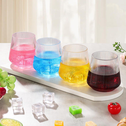 Vasos plásticos para cócteles tchrules, 12 onzas, diseño acanalado para elegancia sin roturas
