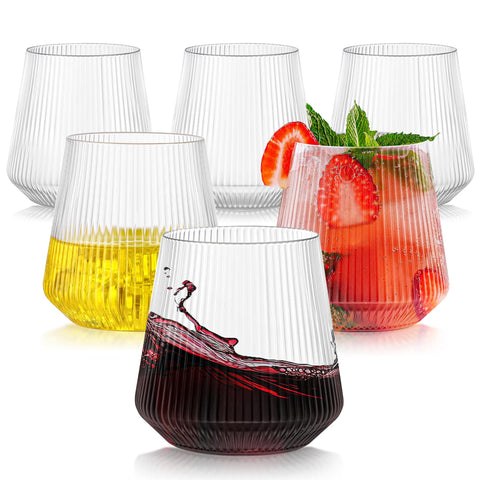 Vasos tchrules 12 onzas acanalados, claros, ideales para cócteles al aire libre