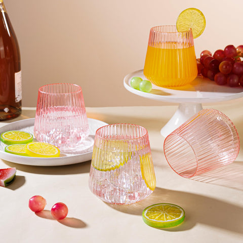 Vaso irrompible de plástico tchrules rosa 14oz, ideal para fiestas y picnics.