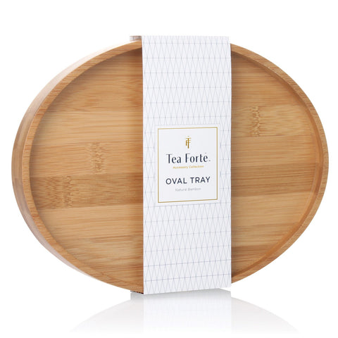 Tea Forte: bandeja ovalada de bambú natural para servir té con elegancia
