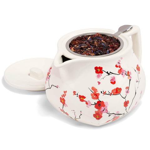 Tapa hermética Tea Forte Fiore Sakura evita goteos y conserva el calor.