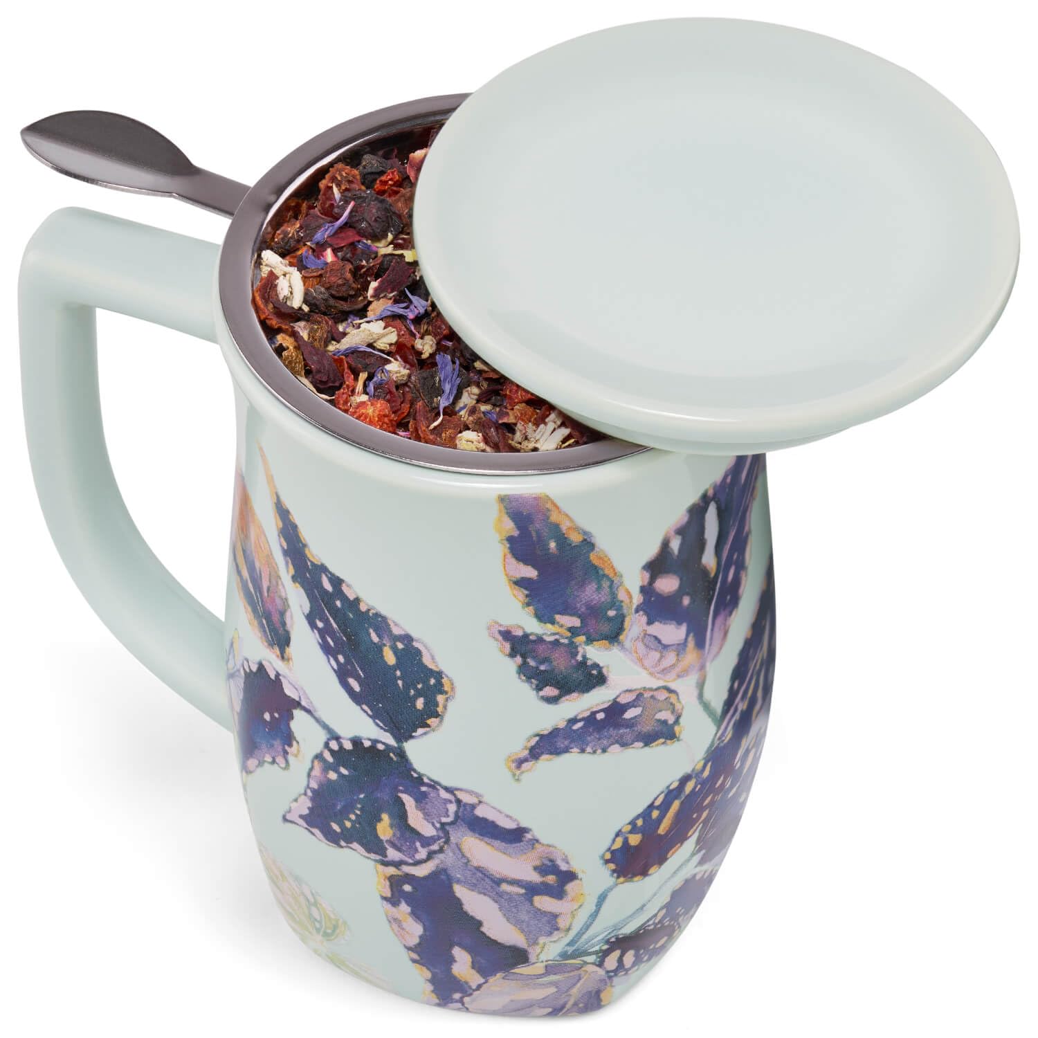 Infusor de acero inoxidable Tea Forte extra fino para hojas sueltas.
