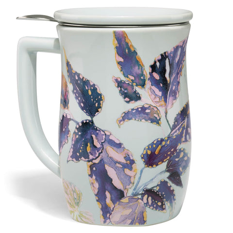 Taza Tea Forte Fiore de cerámica con infusor para té suelto sin residuos.