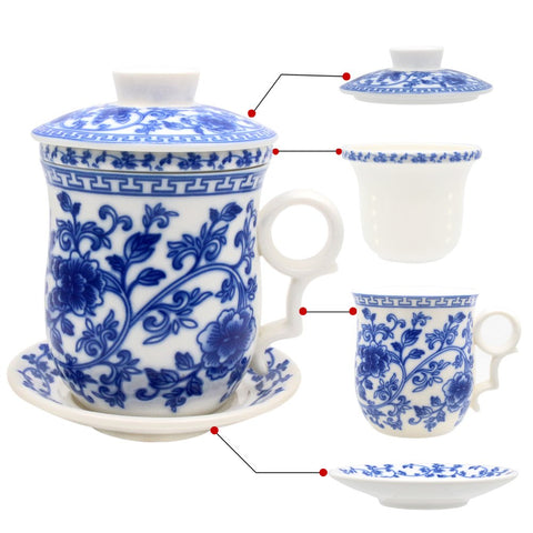 Tea Talent: taza cerámica Jingdezhen con infusor para infusiones limpias y elegantes.