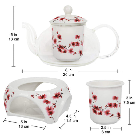 Base calentador Teabloom con vela para mantener el té caliente.