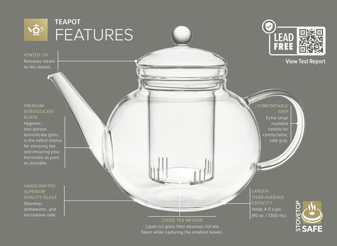 Teabloom capacidad 40 onzas perfecta para varias tazas en casa.