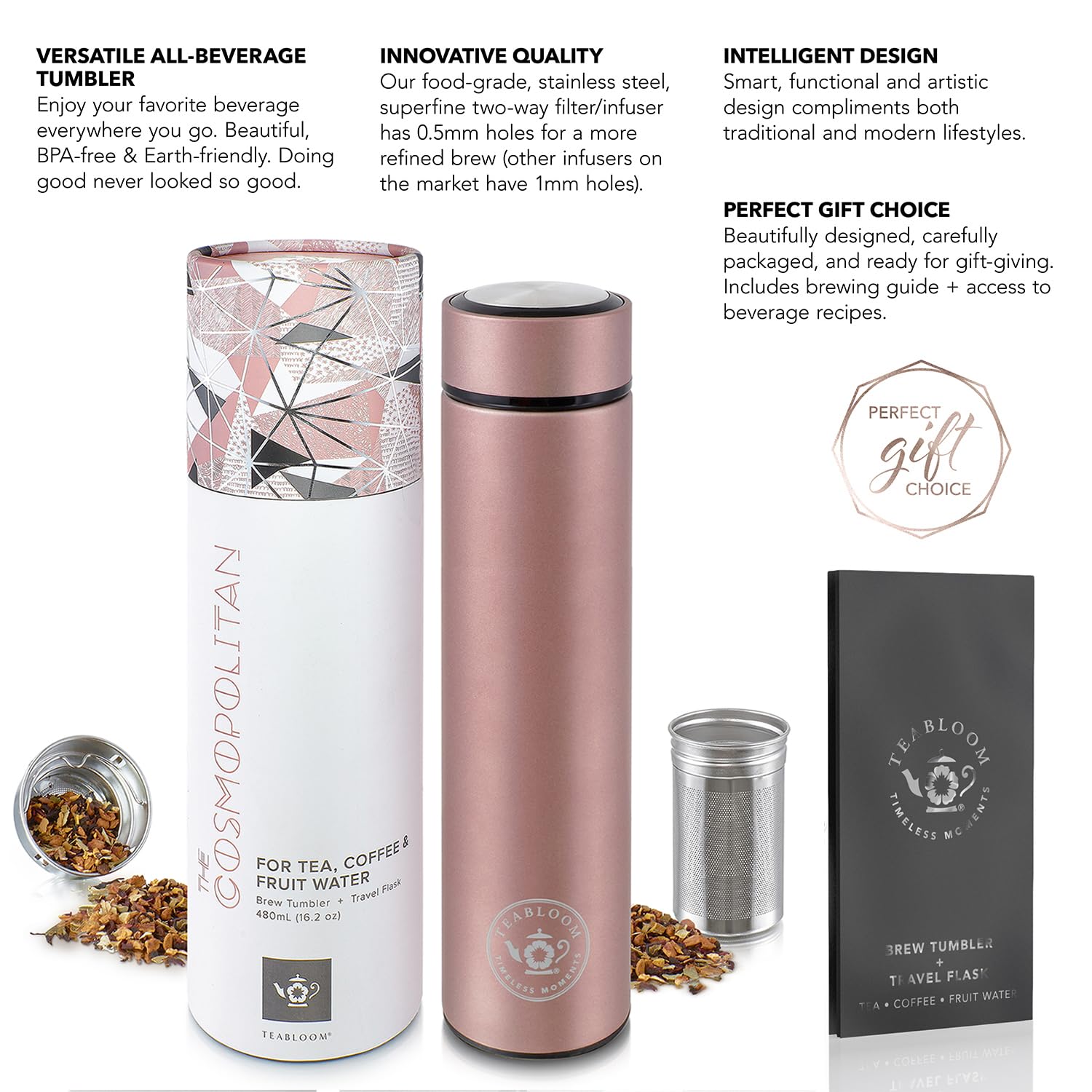 Teabloom Cosmopolitan: diseño slim para portavasos y bolsos