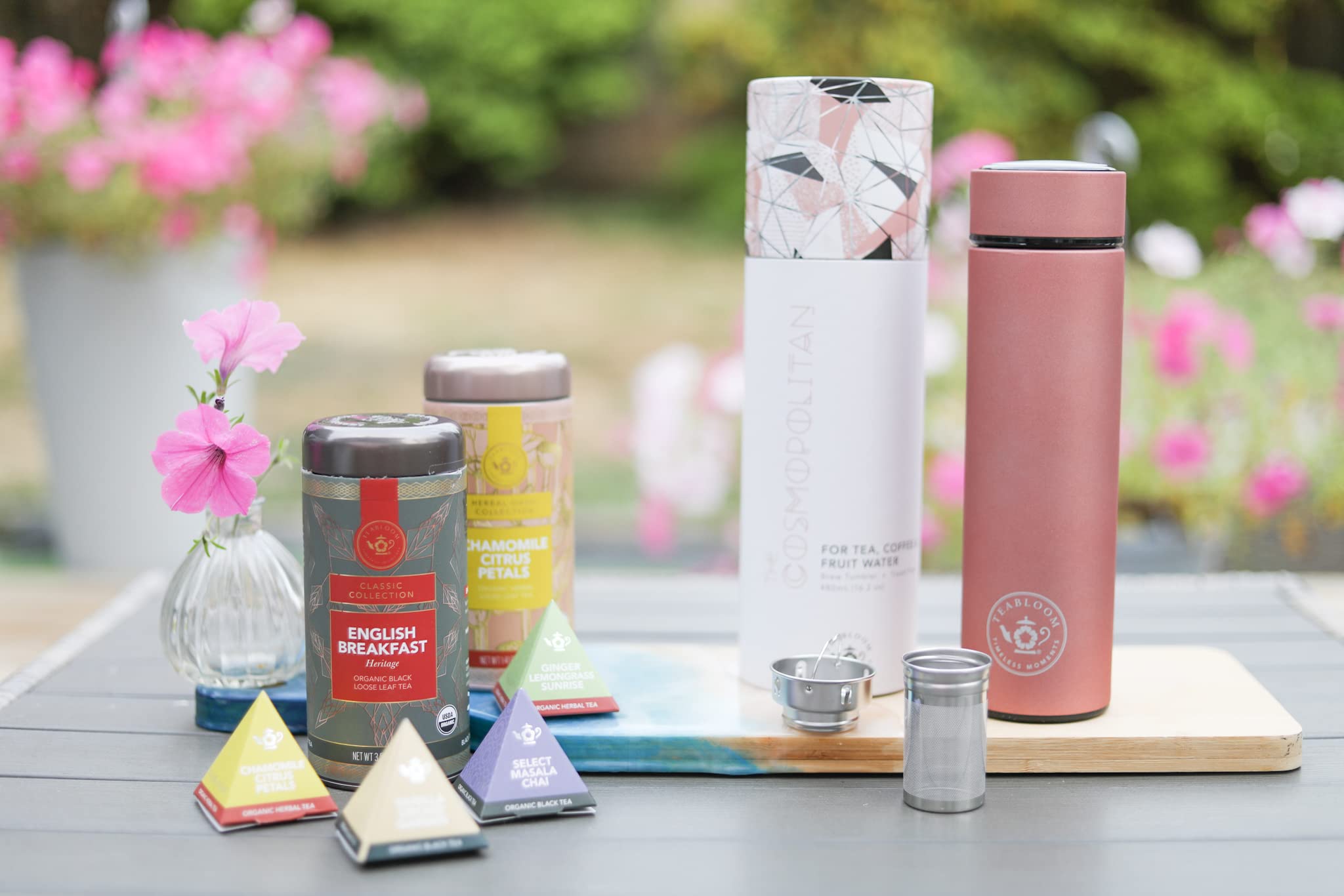 Teabloom Cosmopolitan: interior de acero inoxidable para bebidas seguras y frescas