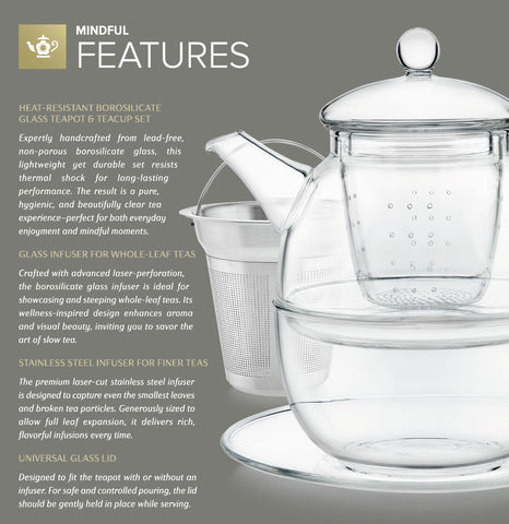 Teabloom Mindful Tea-for-One, infusor de acero inoxidable para hojas finas.