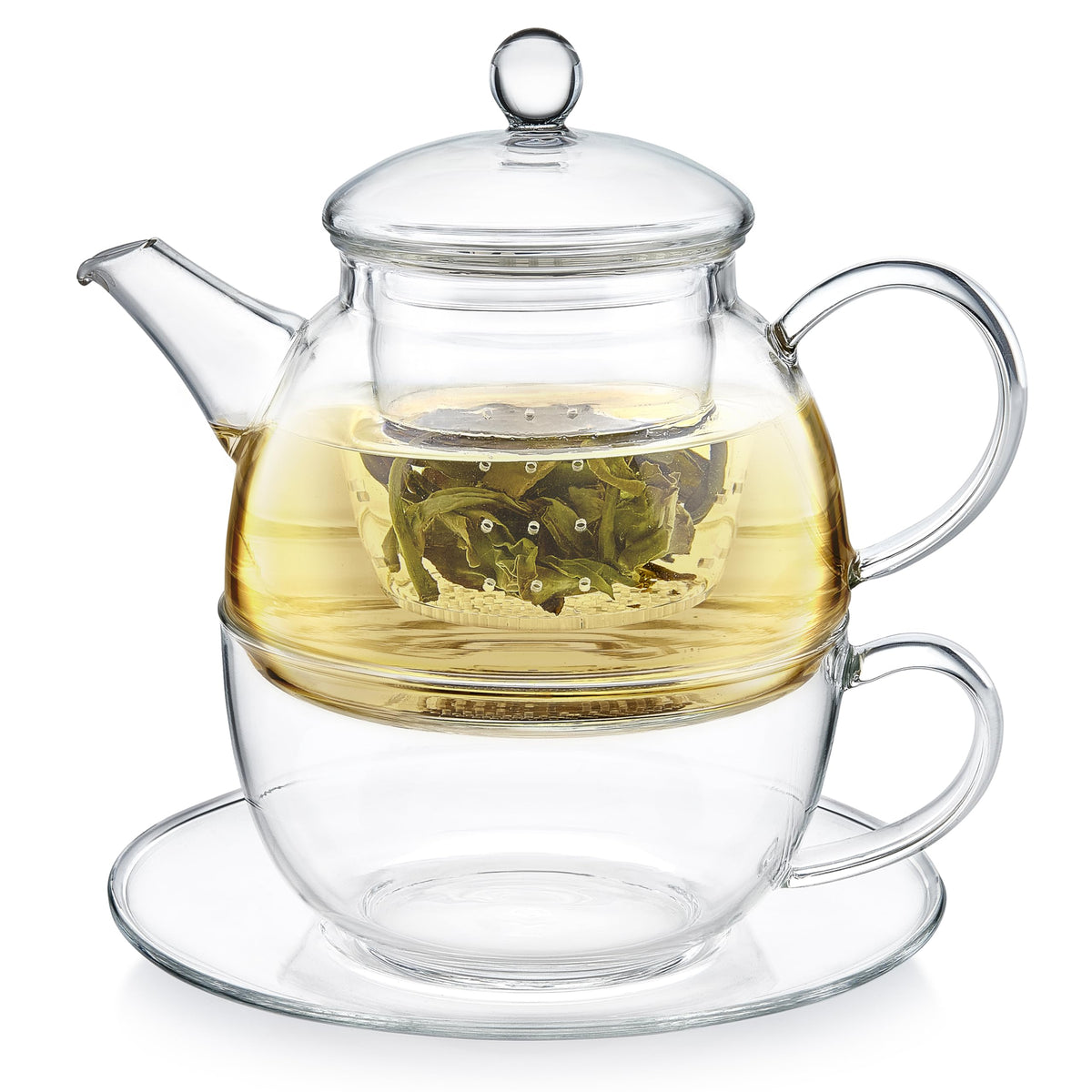 Teabloom Mindful Tea-for-One, tetera de cristal, realza el color del té.