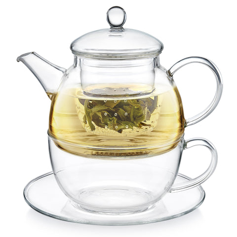 Teabloom Mindful Tea-for-One, tetera de cristal, realza el color del té.
