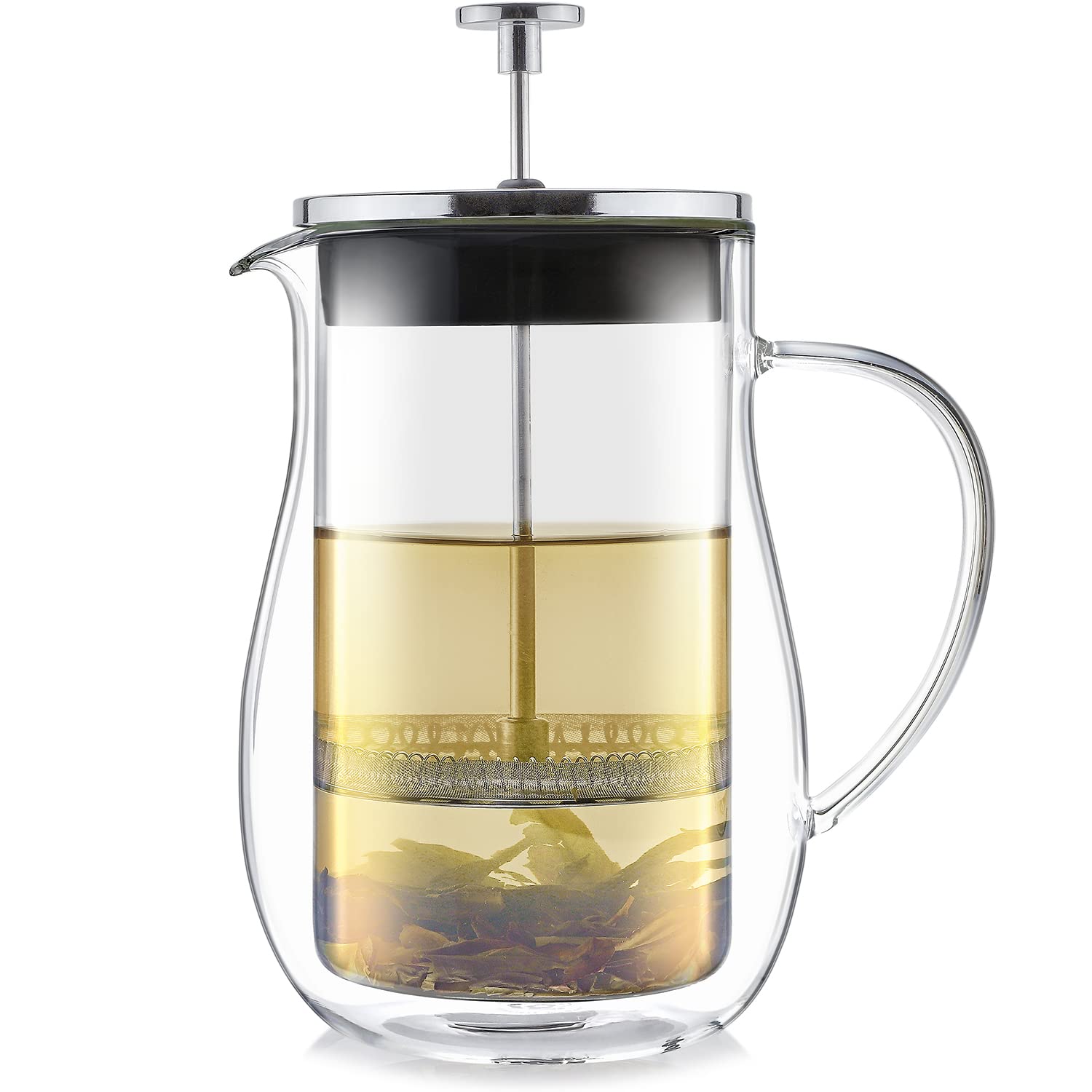 Teabloom prensa francesa de vidrio de 800 ml, infusión clara y sabor puro.
