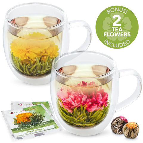 Teabloom regalo con dos tazas y dos tés florales