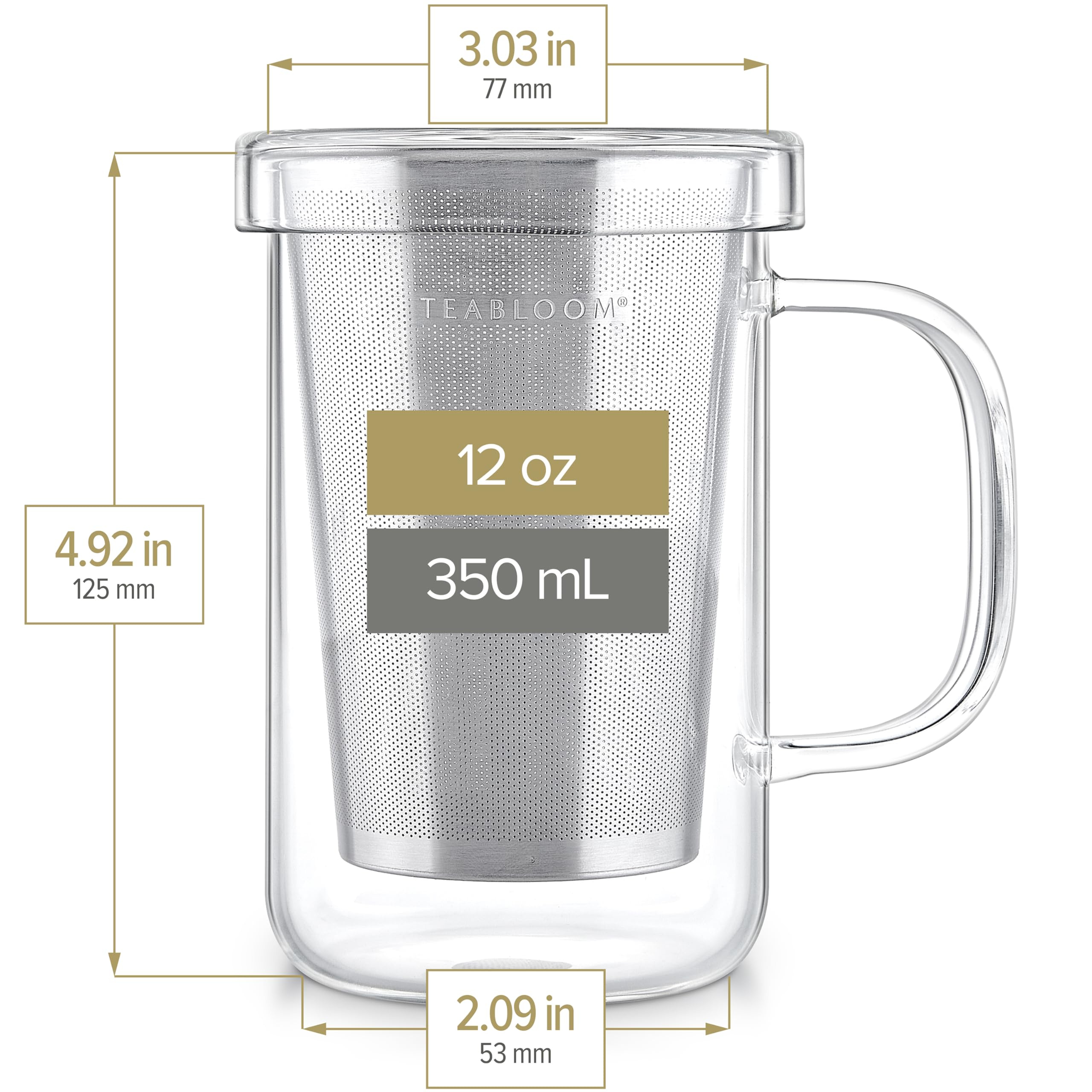 Teabloom taza de 350 ml ideal para té, café o agua