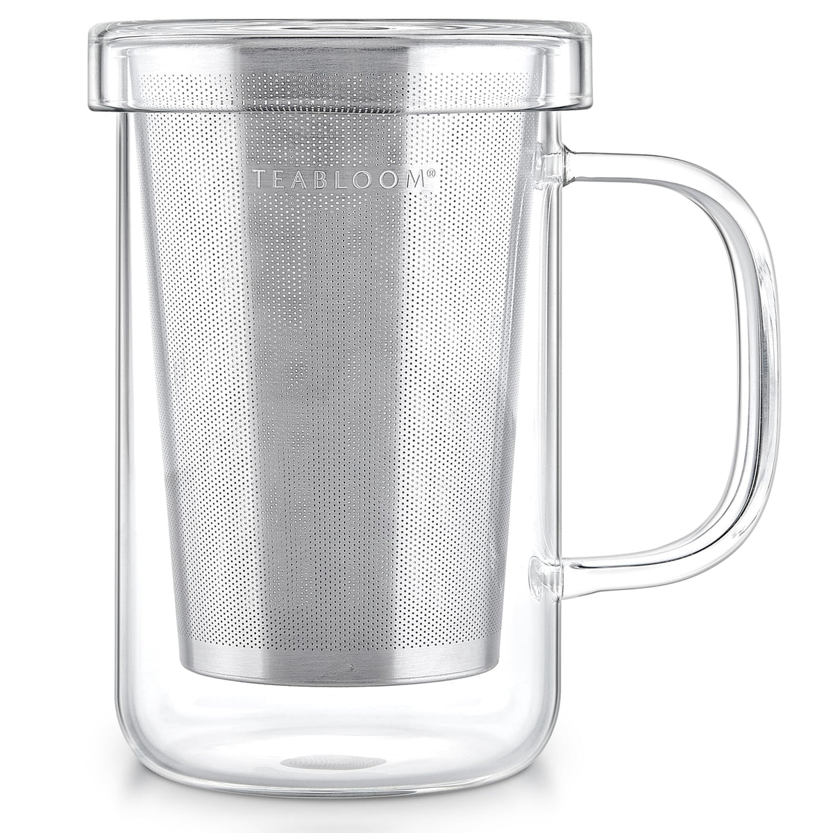 Teabloom taza de cristal borosilicato con infusor inoxidable para infusionar hojas sueltas