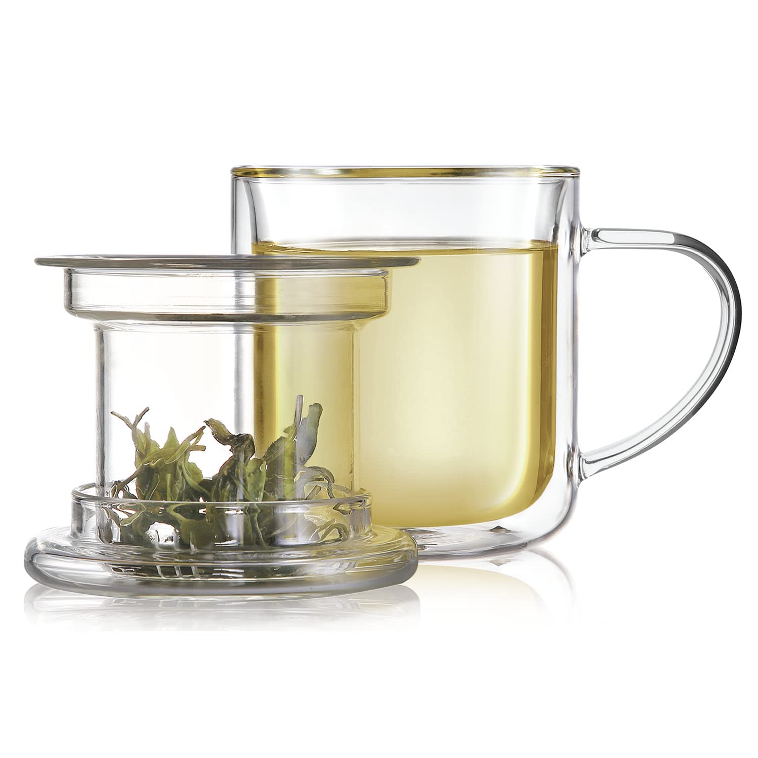 Teabloom: taza de vidrio borosilicato 8 oz para té de hojas enteras
