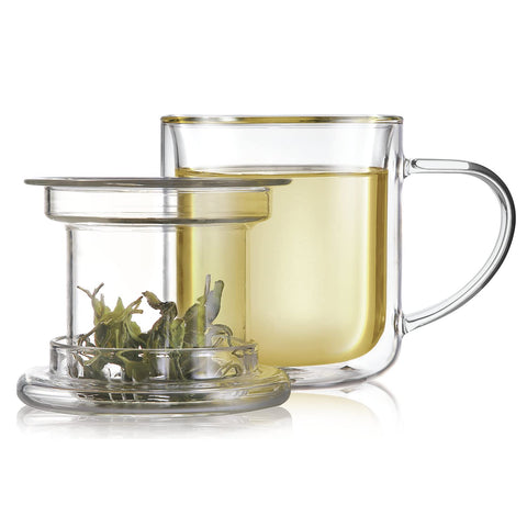 Teabloom: taza de vidrio borosilicato 8 oz para té de hojas enteras