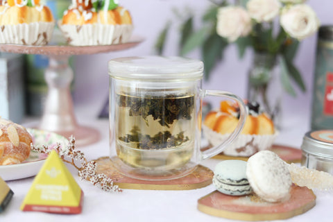 Teabloom: taza de vidrio doble pared mantiene el té caliente por más tiempo