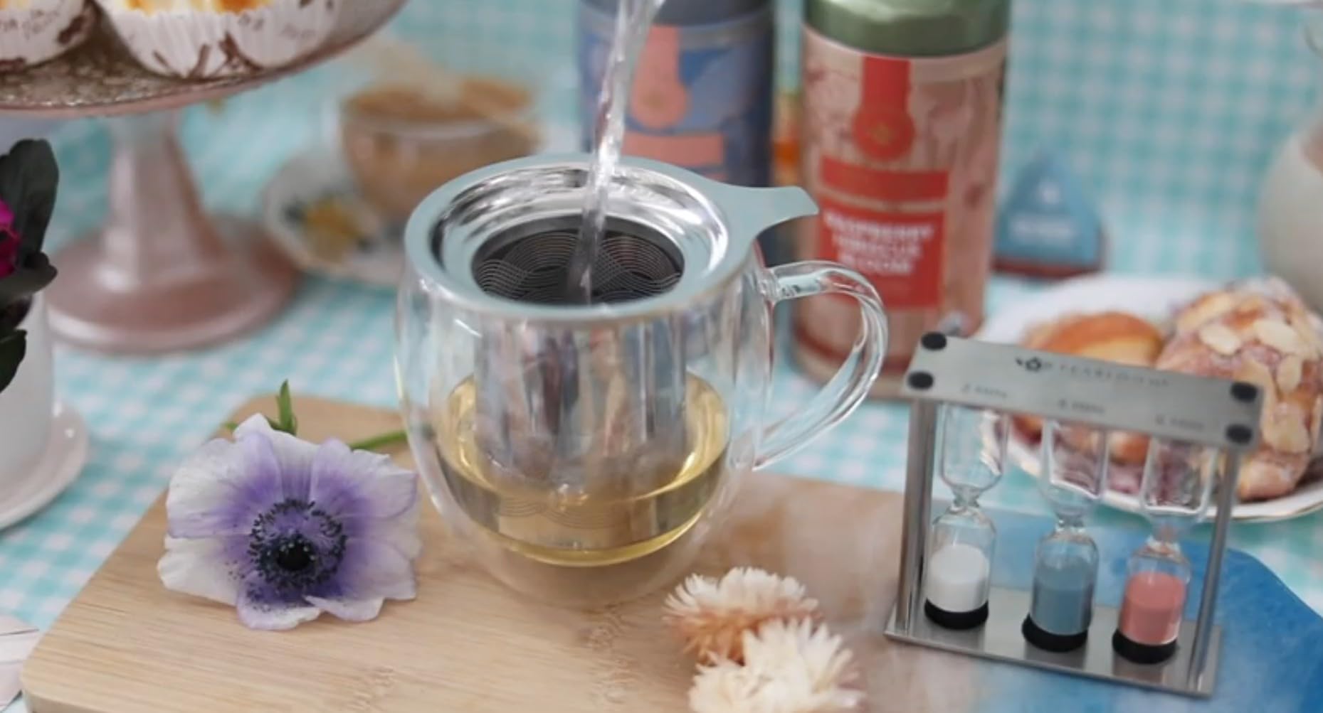 Teabloom temporizador de té, detalle de acero cepillado, duradero para uso diario.