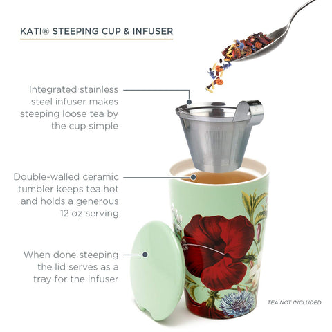 Tea Forte Kati: tapa con infusor removible para verter sin goteos