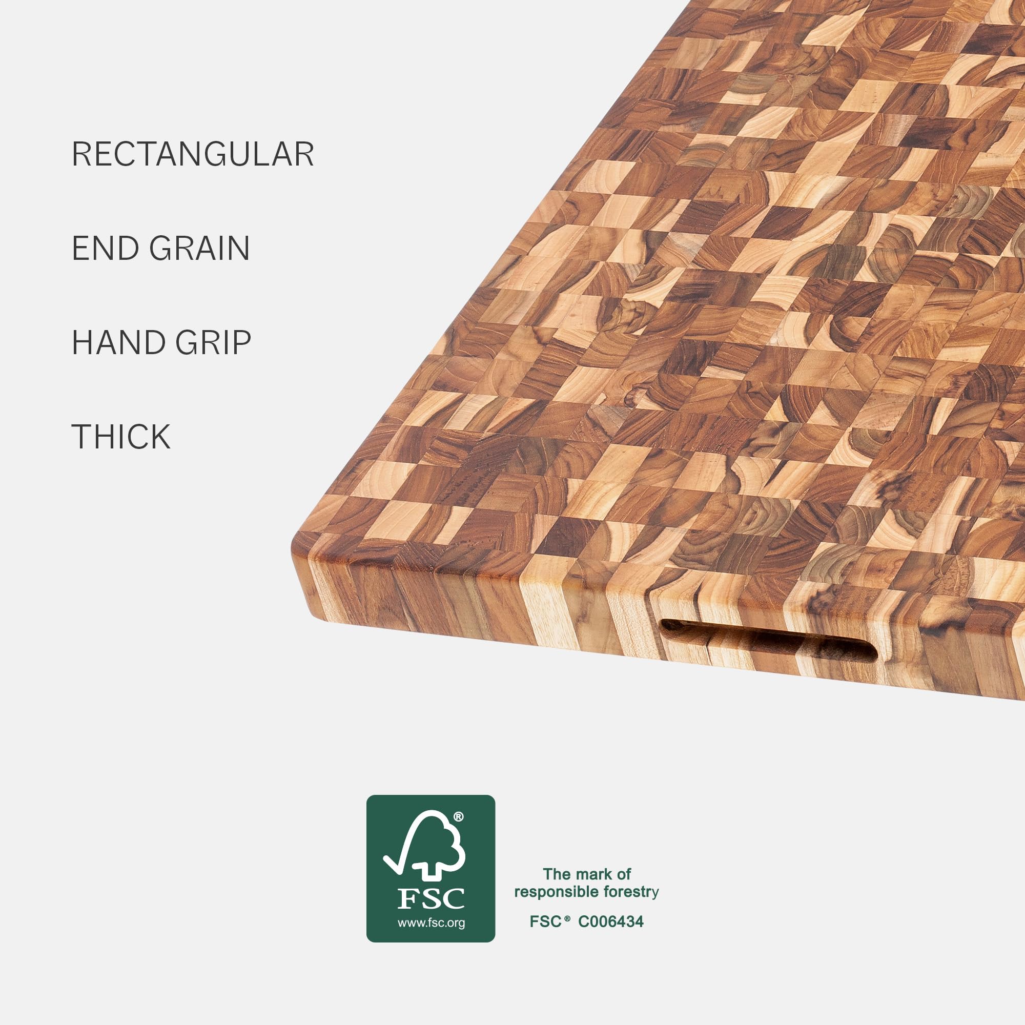 Teakhaus con grano final protege cuchillos y facilita cortes uniformes