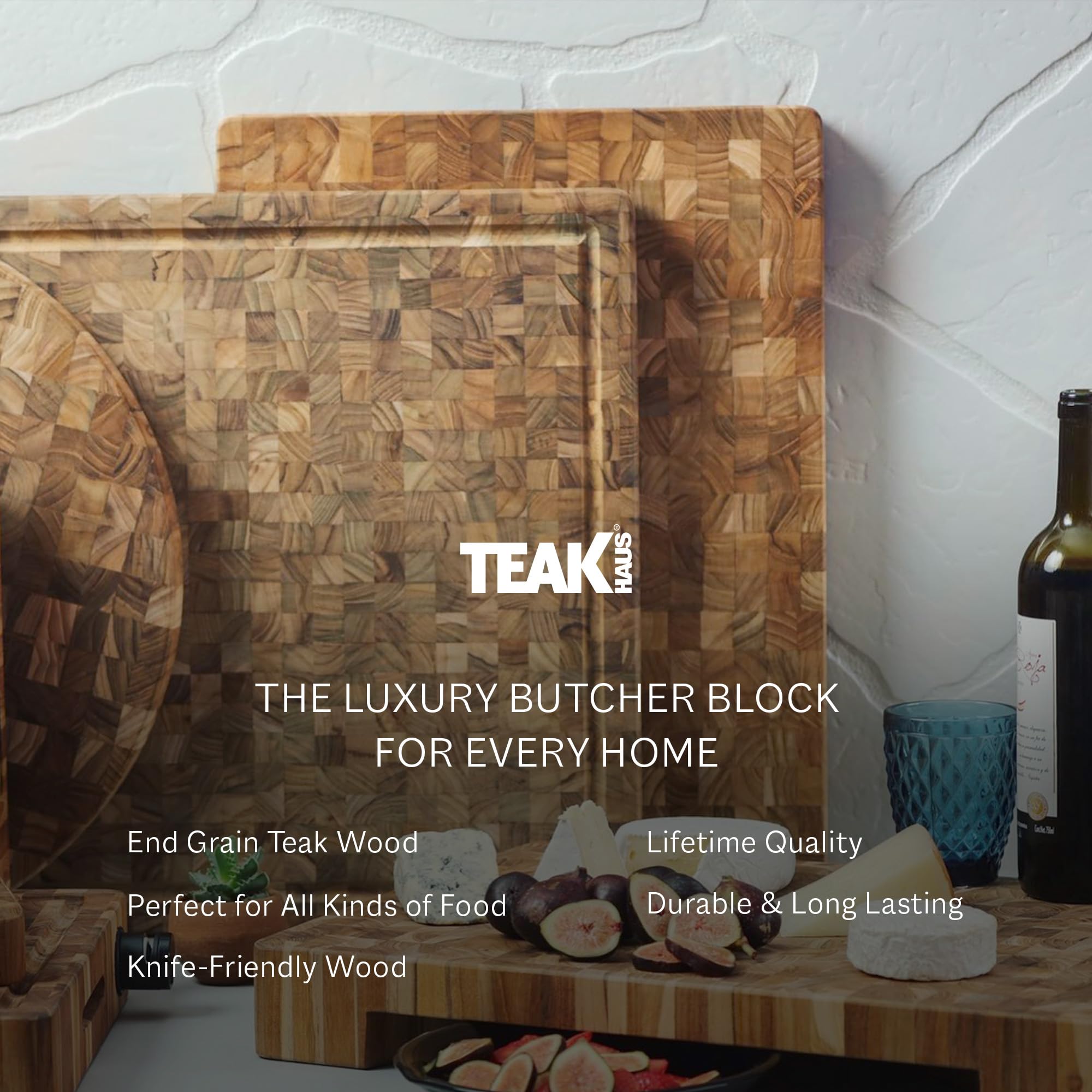 Superficie de teca Teakhaus que resiste la humedad y desgaste.