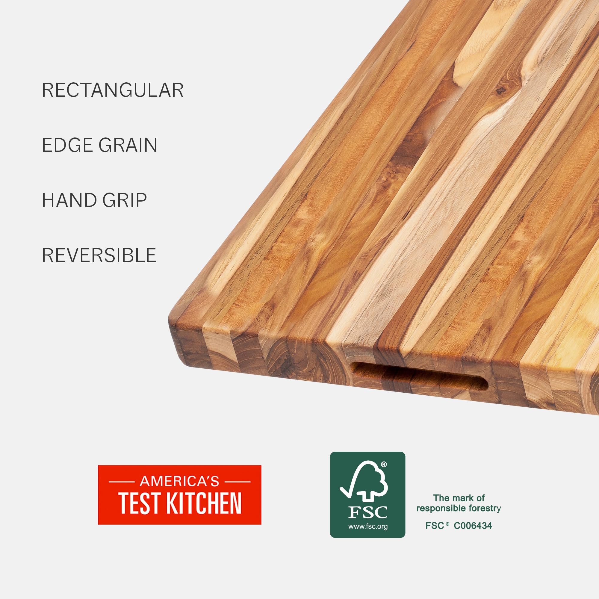 Tabla Teakhaus XL, manijas de agarre, manejo cómodo durante preparaciones