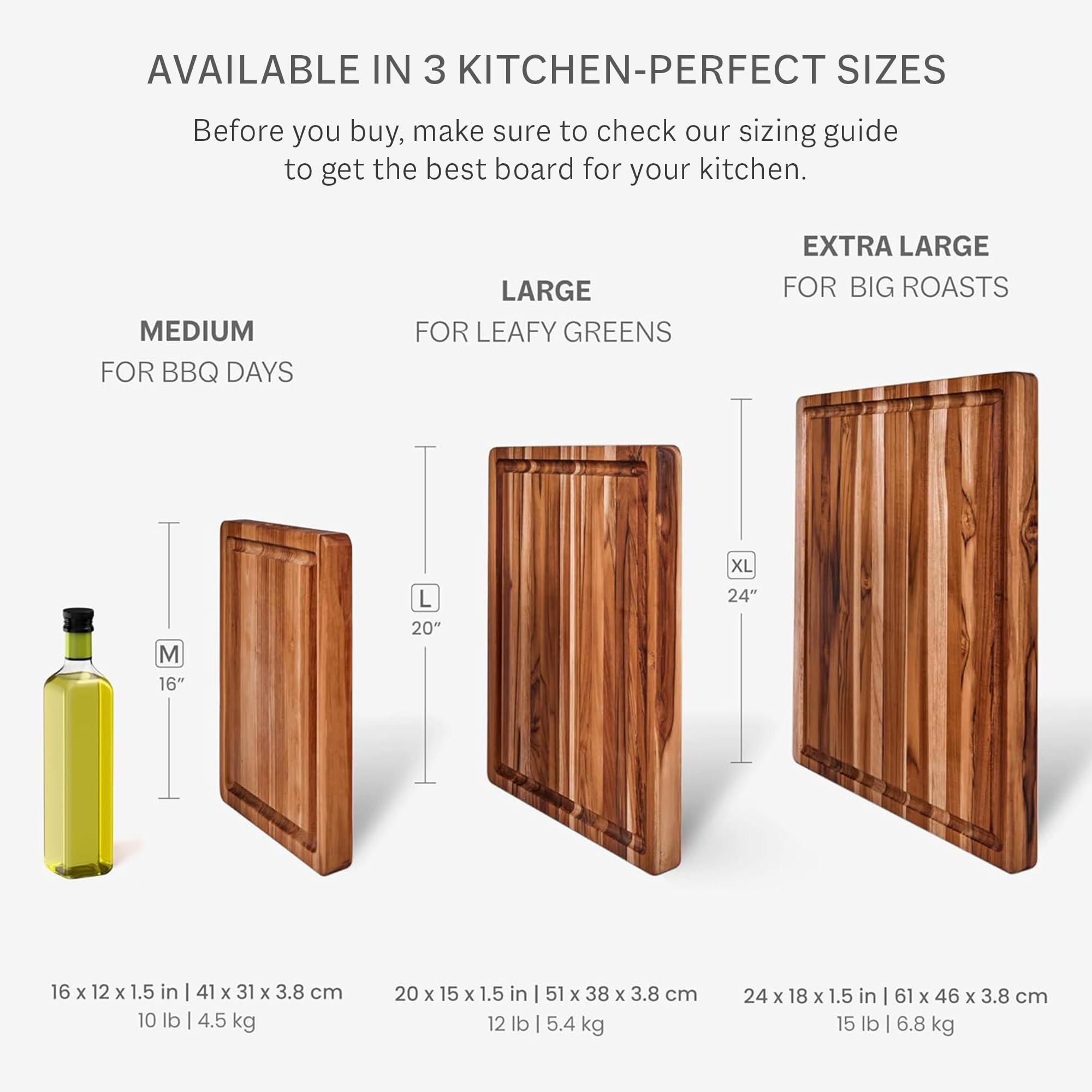 Teakhaus XL con superficie lisa de teca para cortes precisos y seguros