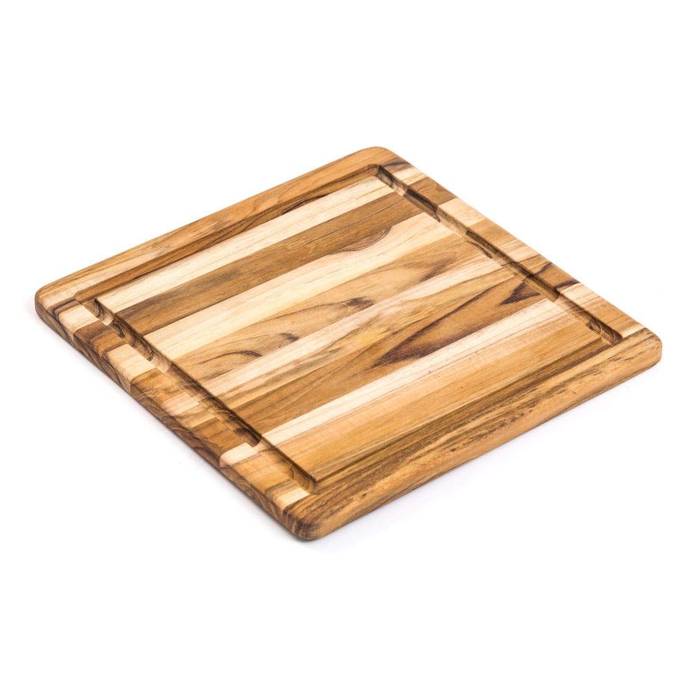 Teakhaus tabla de teca cuadrada 12x12 para cortar y presentar.