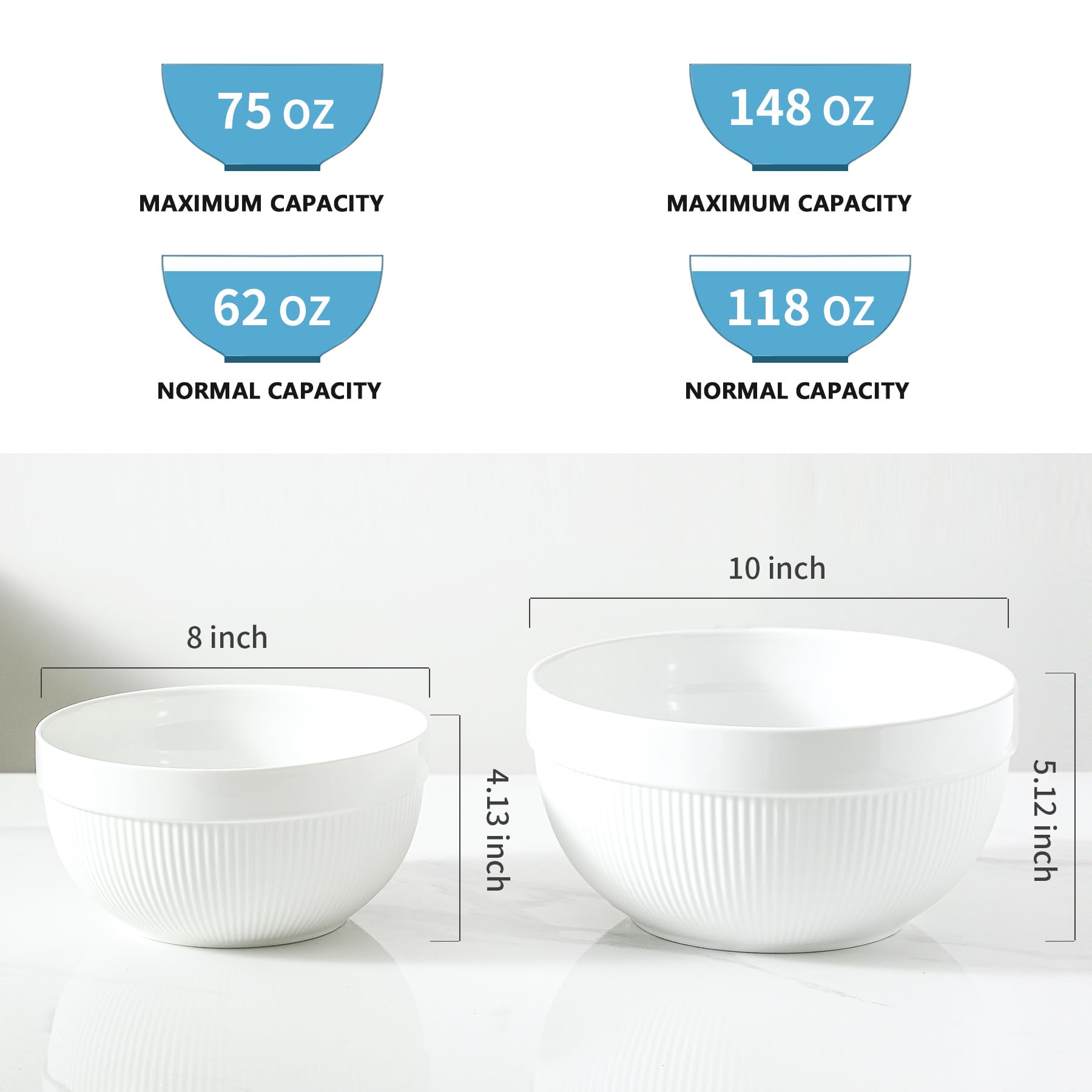 TEAKISS cuenco cerámico 8 pulgadas vista frontal, perfecto para masas pequeñas